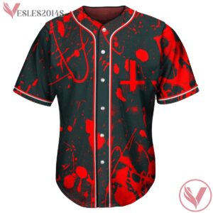 Broken Skull Red Splashes CUSTOM INVERTED CROSS JERSEY - Vesles2014s