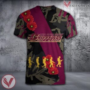 Central Michigan Chippewas NCAA With Red Poppy Flower 3D Shirt, Unique Gift For Fans - Vesles2014S 1