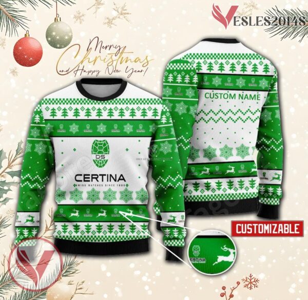 Certina Watch Logo Personalized Ugly Christmas Sweater, Unique Gift For Fans - Vesles2014s