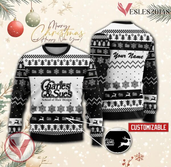 Charles and Sues School of Hair Design Logo Custom Ugly Christmas Sweater, Unique Gift For Fans - Vesles2014s