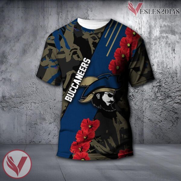 Charleston Southern Buccaneers NCAA With Red Poppy Flower 3D Shirt, Unique Gift For Fans - Vesles2014S
