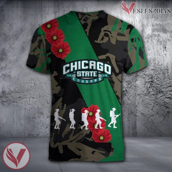 Chicago State Cougars NCAA With Red Poppy Flower 3D Shirt, Unique Gift For Fans - Vesles2014S 1