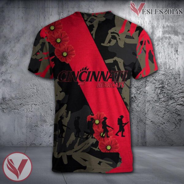 Cincinnati Bearcats NCAA With Red Poppy Flower 3D Shirt, Unique Gift For Fans - Vesles2014S 1