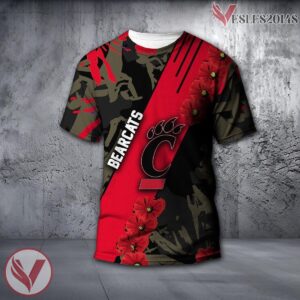 Cincinnati Bearcats NCAA With Red Poppy Flower 3D Shirt, Unique Gift For Fans - Vesles2014S
