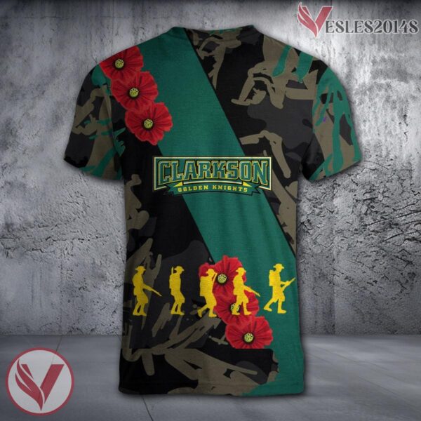 Clarkson Golden Knights NCAA With Red Poppy Flower 3D Shirt, Unique Gift For Fans - Vesles2014S 1