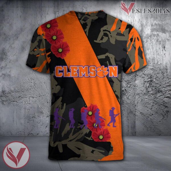 Clemson Tigers NCAA With Red Poppy Flower 3D Shirt, Unique Gift For Fans - Vesles2014S 1
