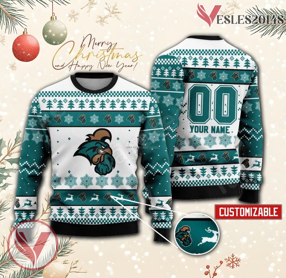 Coastal Carolina College Rugby Custom Ugly Christmas Sweater, Unique Gift For Fans - Vesles2014s