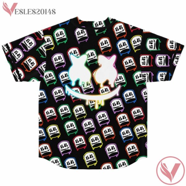 Colorful Monogram Print Marshmello Baseball Jersey, Rave EDM Gift For Fans - Vesles2014s 1