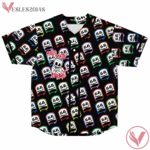 Colorful Monogram Print Marshmello Baseball Jersey, Rave EDM Gift For Fans - Vesles2014s
