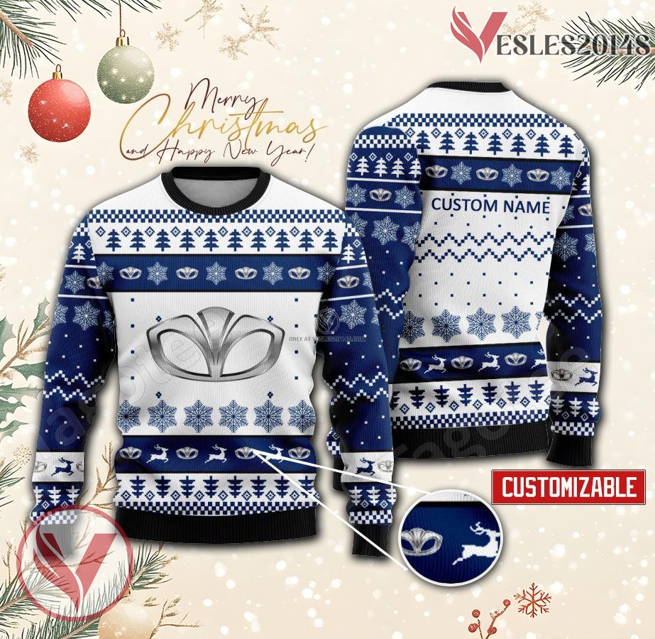 Daewoo Logo Personalized Ugly Christmas Sweater, Unique Gift For Fans - Vesles2014s