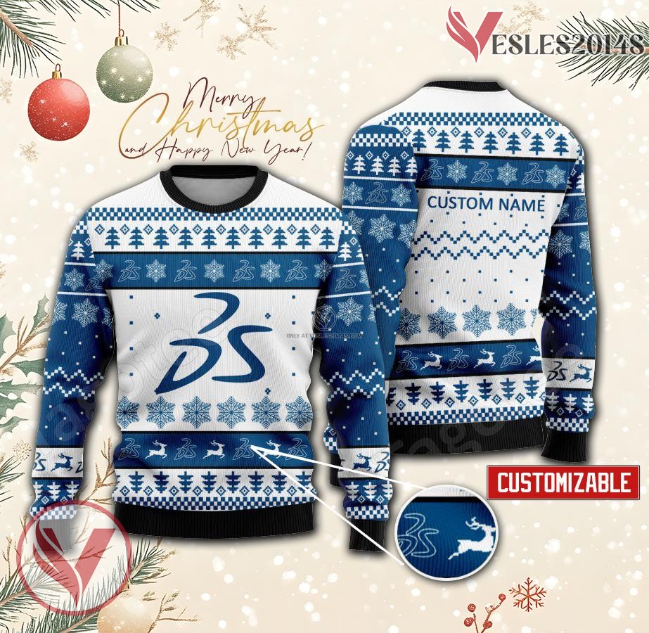 Dassault Systèmes Logo Personalized Ugly Christmas Sweater, Unique Gift For Fans - Vesles2014s
