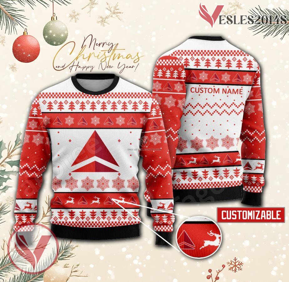 Delta Air Lines Logo Personalized Ugly Christmas Sweater, Unique Gift For Fans - Vesles2014s