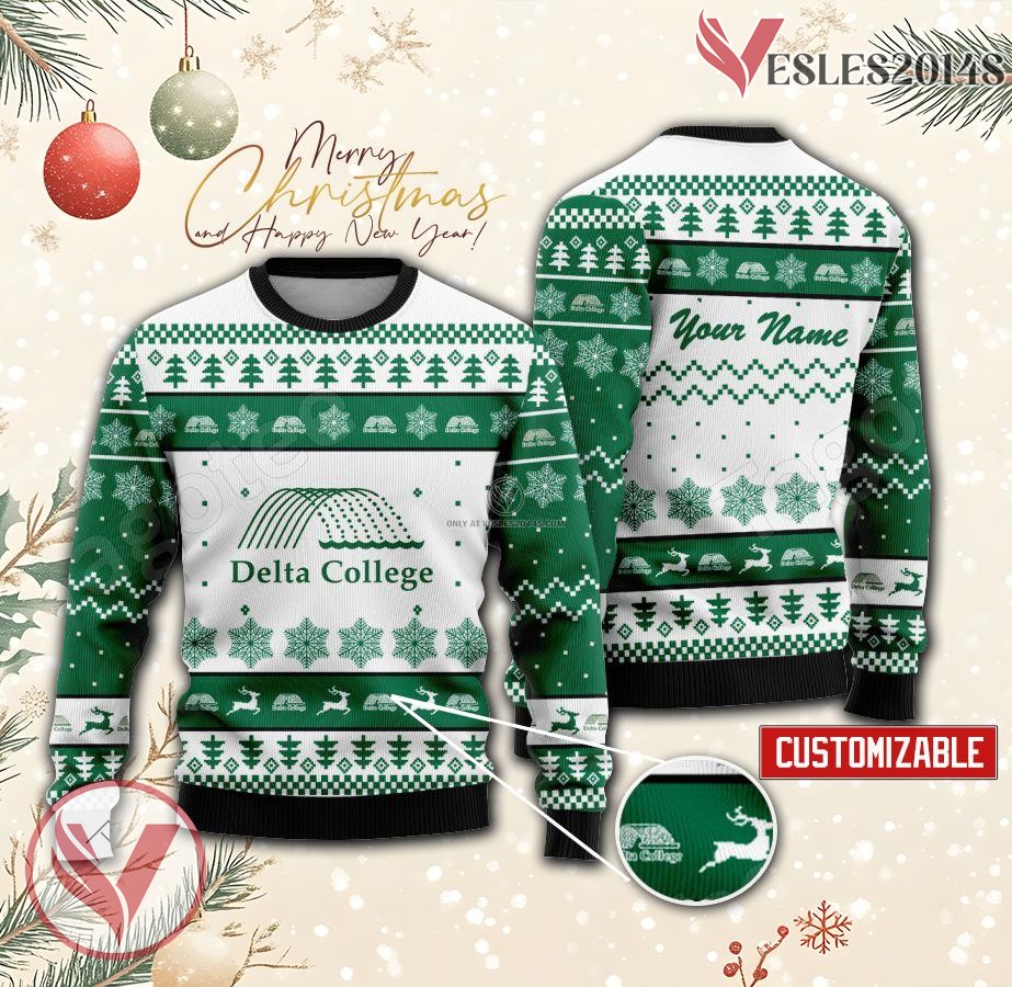Delta College Custom Ugly Christmas Sweater, Unique Gift For Fans - Vesles2014s