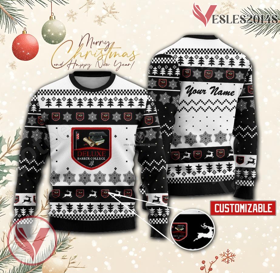 Deluxe Barber College Custom Ugly Christmas Sweater, Unique Gift For Fans - Vesles2014s