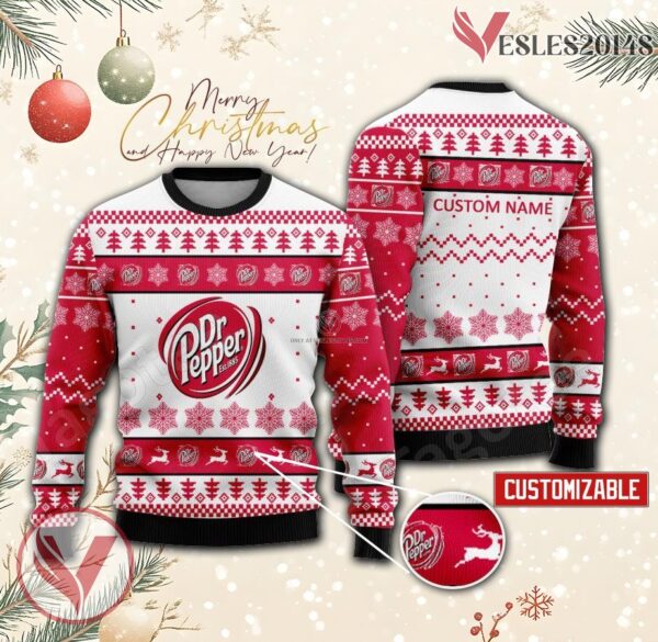 Dr Pepper Logo Personalized Ugly Christmas Sweater, Unique Gift For Fans - Vesles2014s