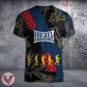 Drexel Dragons NCAA With Red Poppy Flower 3D Shirt, Unique Gift For Fans - Vesles2014S 1