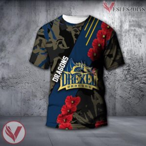 Drexel Dragons NCAA With Red Poppy Flower 3D Shirt, Unique Gift For Fans - Vesles2014S