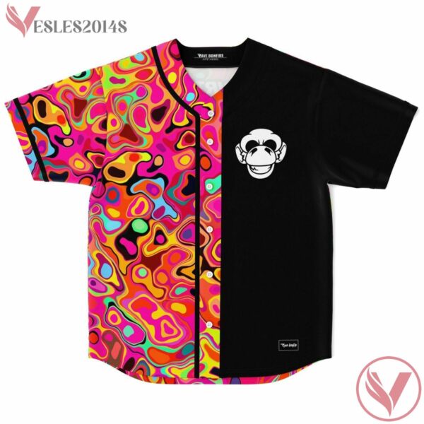 EDM Monkey Trippy Psychedelic  Rave Bonfire Baseball Jersey, Best Gift Ideas For Ravers - Vesles2014s 1