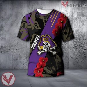 East Carolina Pirates NCAA With Red Poppy Flower 3D Shirt, Unique Gift For Fans - Vesles2014S