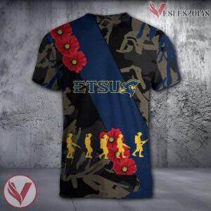 East Tennessee State Buccaneers NCAA With Red Poppy Flower 3D Shirt, Unique Gift For Fans - Vesles2014S 1