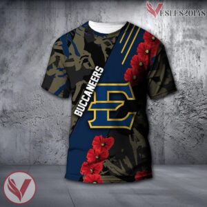 East Tennessee State Buccaneers NCAA With Red Poppy Flower 3D Shirt, Unique Gift For Fans - Vesles2014S