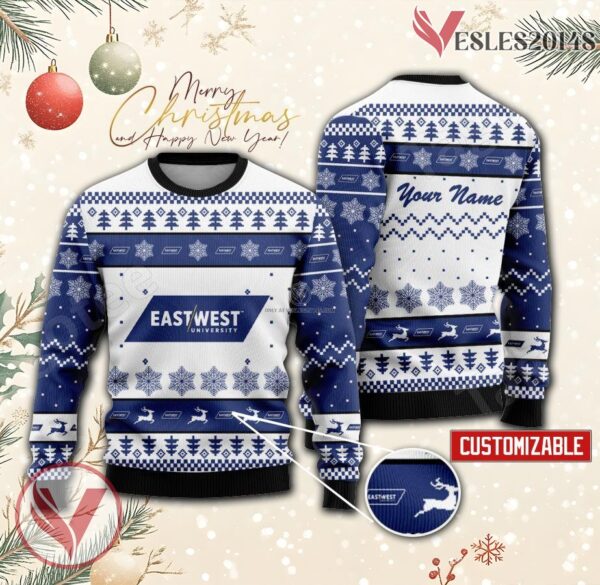 East-West University Custom Ugly Christmas Sweater, Unique Gift For Fans - Vesles2014s