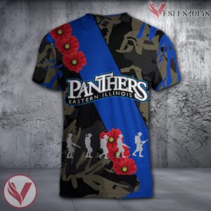 Eastern Illinois Panthers NCAA With Red Poppy Flower 3D Shirt, Unique Gift For Fans - Vesles2014S 1