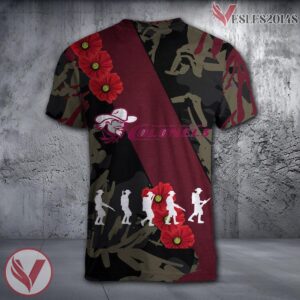 Eastern Kentucky Colonels NCAA With Red Poppy Flower 3D Shirt, Unique Gift For Fans - Vesles2014S 1