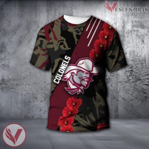 Eastern Kentucky Colonels NCAA With Red Poppy Flower 3D Shirt, Unique Gift For Fans - Vesles2014S