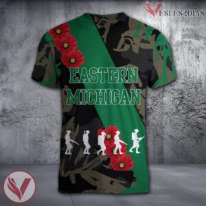 Eastern Michigan Eagles NCAA With Red Poppy Flower 3D Shirt, Unique Gift For Fans - Vesles2014S 1