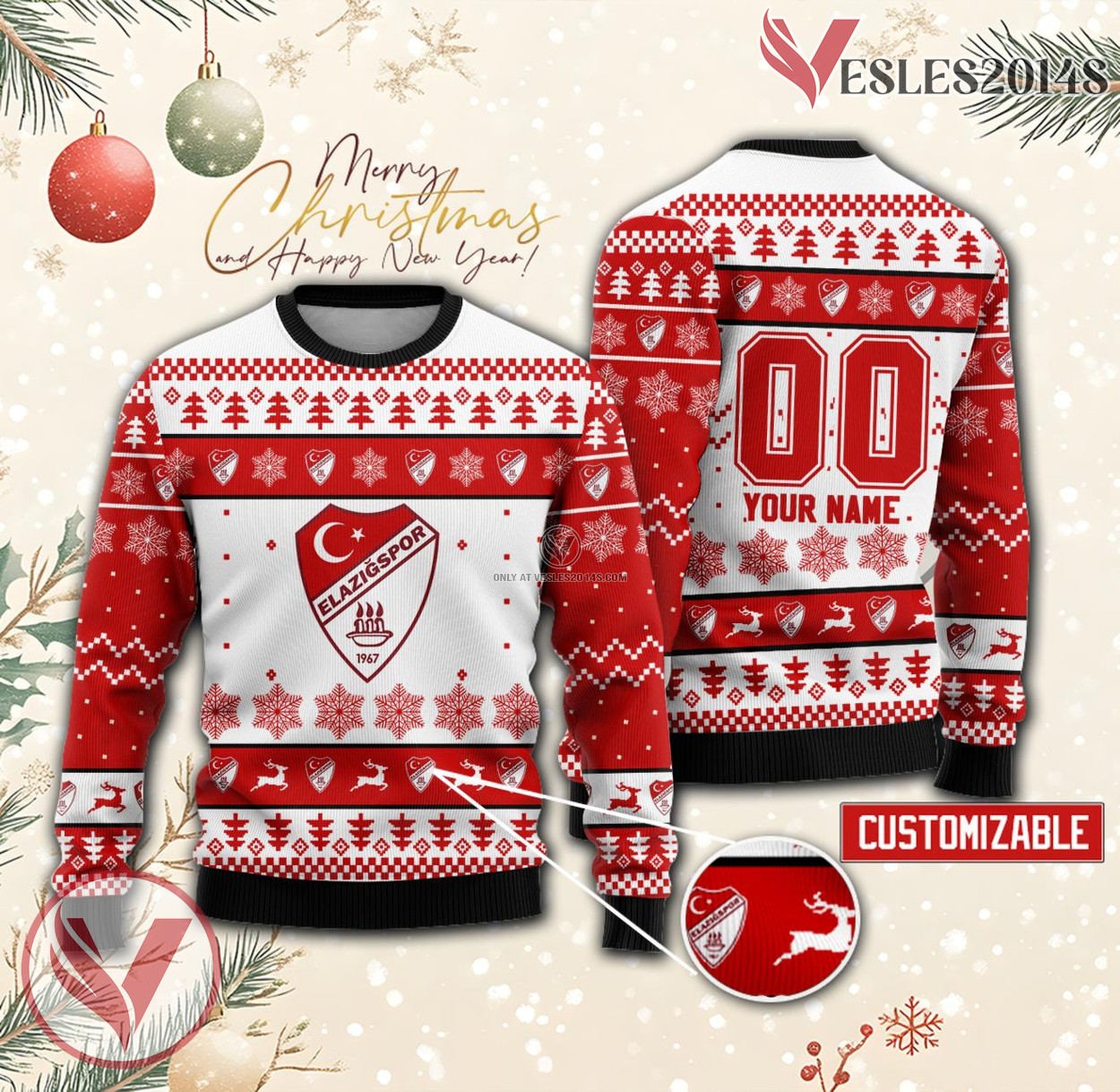 Elaz??spor Custom Ugly Christmas Sweater, Unique Gift For Fans - Vesles2014s