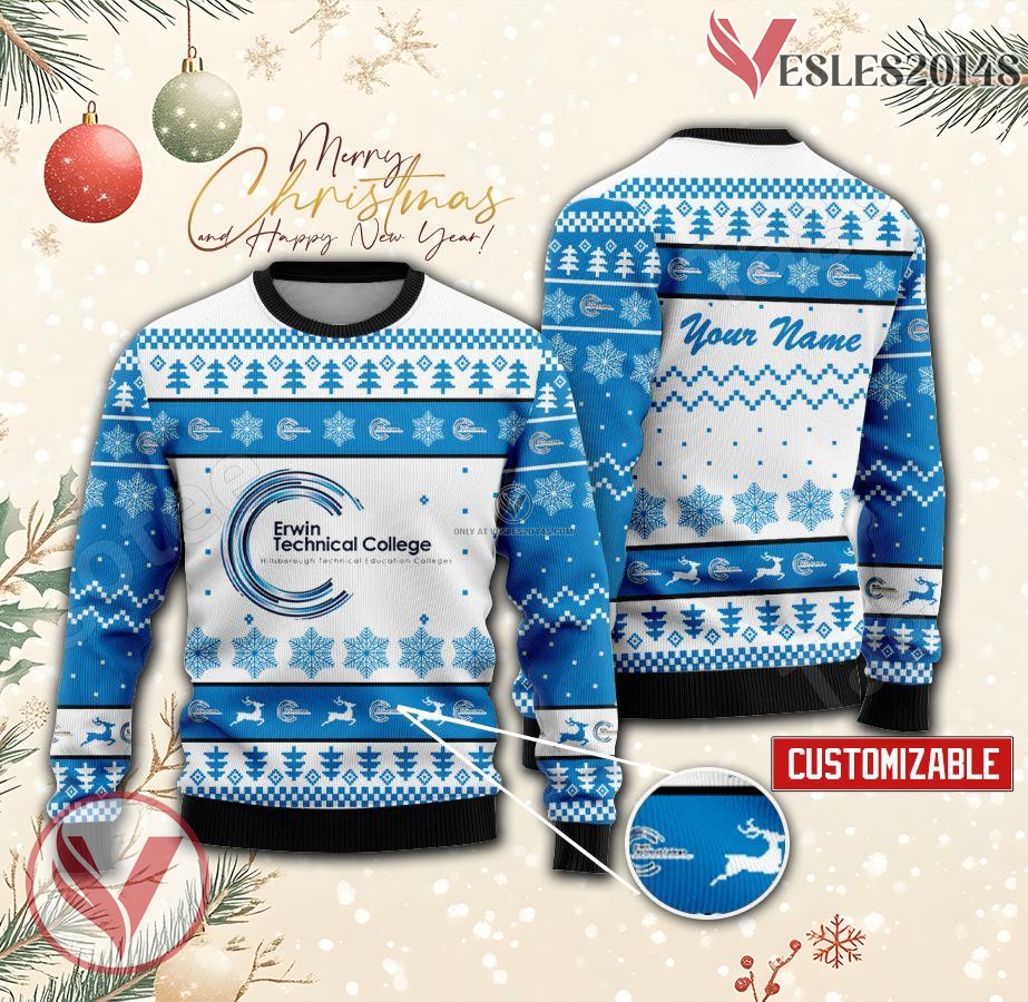 Erwin Technical College Custom Ugly Christmas Sweater, Unique Gift For Fans - Vesles2014s