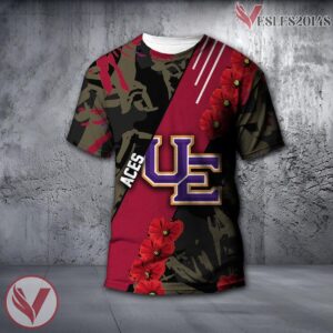 Evansville Purple Aces NCAA With Red Poppy Flower 3D Shirt, Unique Gift For Fans - Vesles2014S