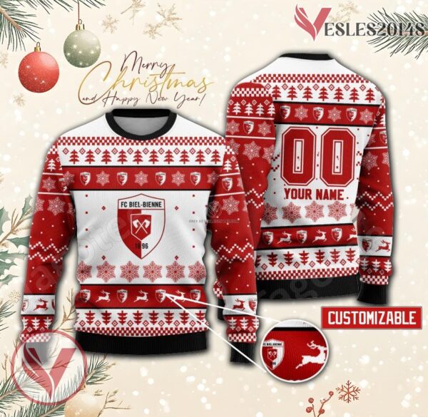 FC Biel-Bienne Custom Ugly Christmas Sweater, Unique Gift For Fans - Vesles2014s
