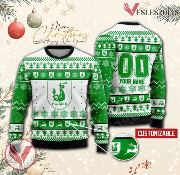 FC Sète 34 Custom Ugly Christmas Sweater, Unique Gift For Fans - Vesles2014s