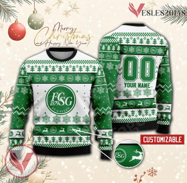 FC St. Gallen Custom Ugly Christmas Sweater, Unique Gift For Fans - Vesles2014s