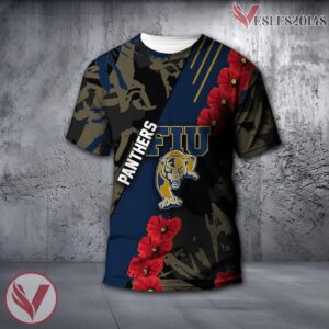 FIU Panthers NCAA With Red Poppy Flower 3D Shirt, Unique Gift For Fans - Vesles2014S
