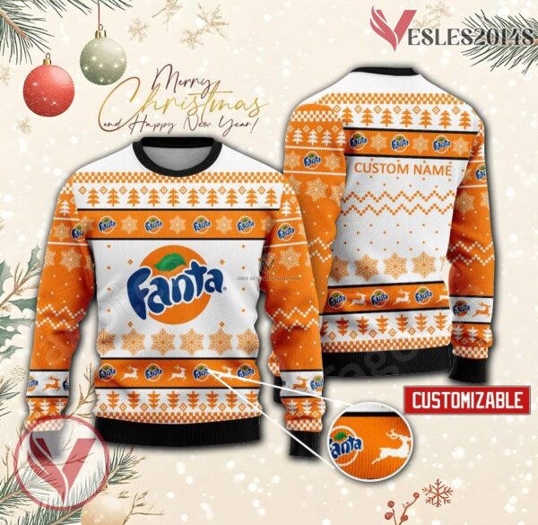 Fanta Logo Personalized Ugly Christmas Sweater, Unique Gift For Fans - Vesles2014s