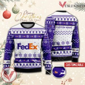 FedEx Corporation Logo Personalized Ugly Christmas Sweater, Unique Gift For Fans - Vesles2014s