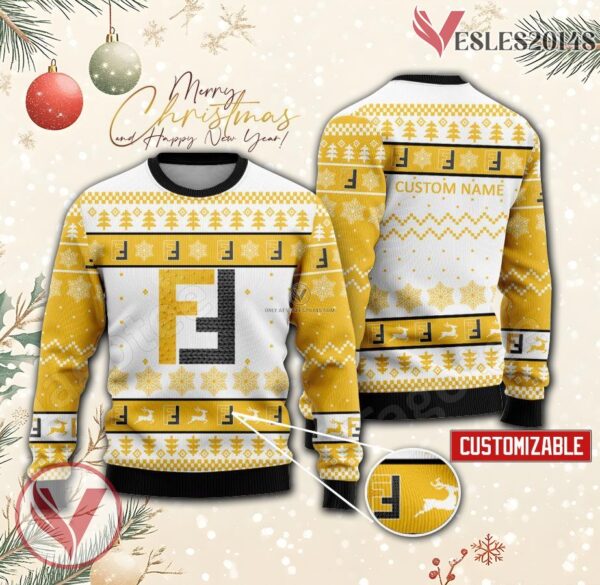 Fendi Logo Personalized Ugly Christmas Sweater, Unique Gift For Fans - Vesles2014s