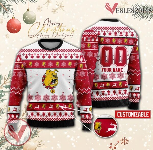 Ferris State Bulldogs Hockey Custom Ugly Christmas Sweater, Unique Gift For Fans - Vesles2014s