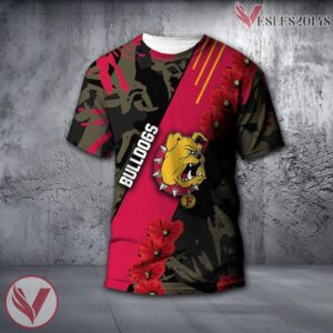 Ferris State Bulldogs NCAA With Red Poppy Flower 3D Shirt, Unique Gift For Fans - Vesles2014S
