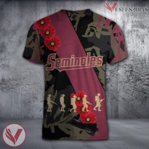 Florida State Seminoles NCAA With Red Poppy Flower 3D Shirt, Unique Gift For Fans - Vesles2014S 1