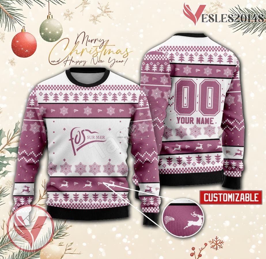 Fos-sur-Mer Basketball Custom Ugly Christmas Sweater, Unique Gift For Fans - Vesles2014s