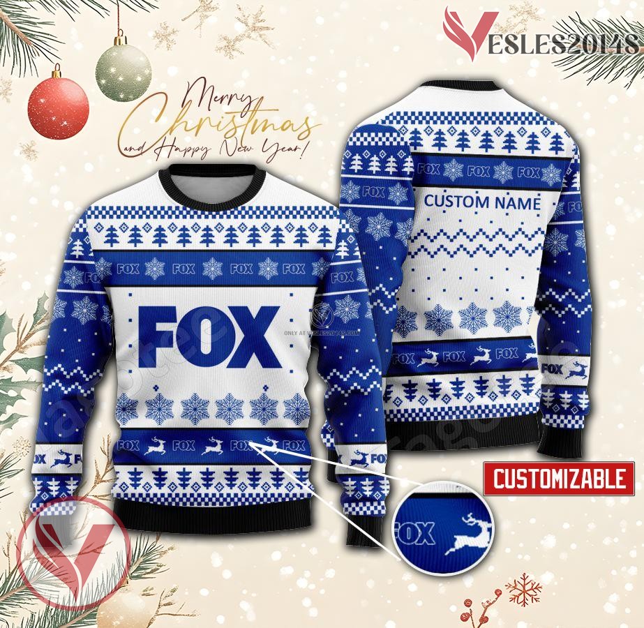 Fox Corporation Logo Personalized Ugly Christmas Sweater, Unique Gift For Fans - Vesles2014s