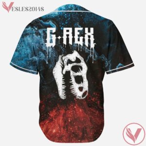 G Rex Red  Blue Grunge Baseball Jersey For EDM Festivals, Gift Ideas For Music Lovers - Vesles2014s 1