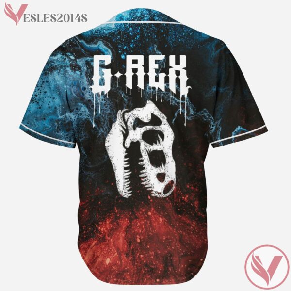 G Rex Red  Blue Grunge Baseball Jersey For EDM Festivals, Gift Ideas For Music Lovers - Vesles2014s 1