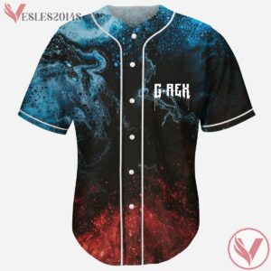G Rex Red  Blue Grunge Baseball Jersey For EDM Festivals, Gift Ideas For Music Lovers - Vesles2014s