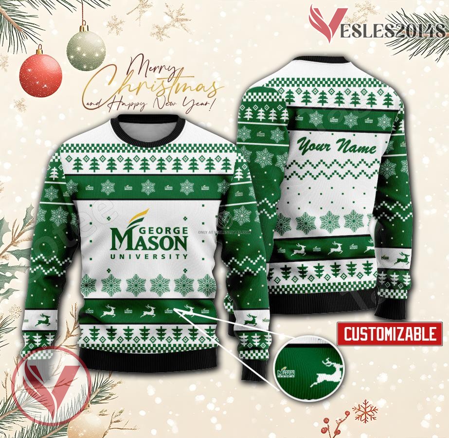 George Mason University Personalized Ugly Christmas Sweater, Unique Gift For Fans - Vesles2014s