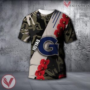 Georgetown Hoyas NCAA With Red Poppy Flower 3D Shirt, Unique Gift For Fans - Vesles2014S